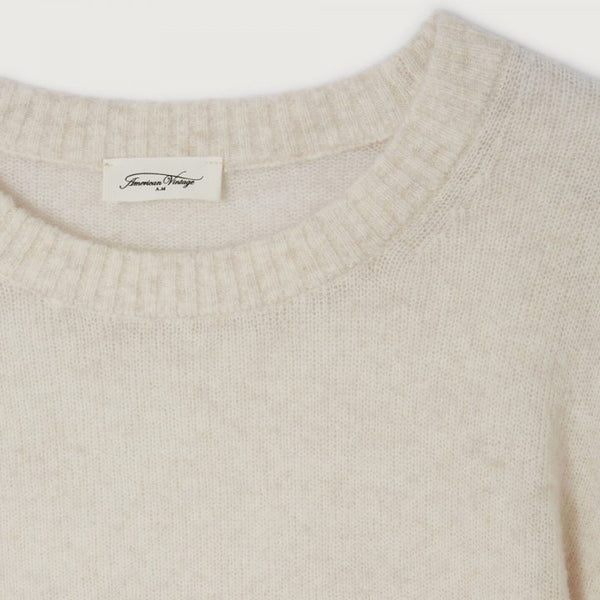 AMERICAN VINTAGE Ouity Crew Neck Jumper in Mastic Melange