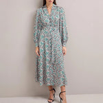 CEFINN Odette Snakeskin Print Shirt Dress in Green