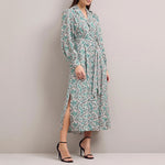CEFINN Odette Snakeskin Print Shirt Dress in Green