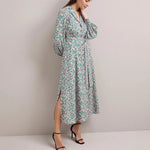 CEFINN Odette Snakeskin Print Shirt Dress in Green