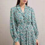 CEFINN Odette Snakeskin Print Shirt Dress in Green