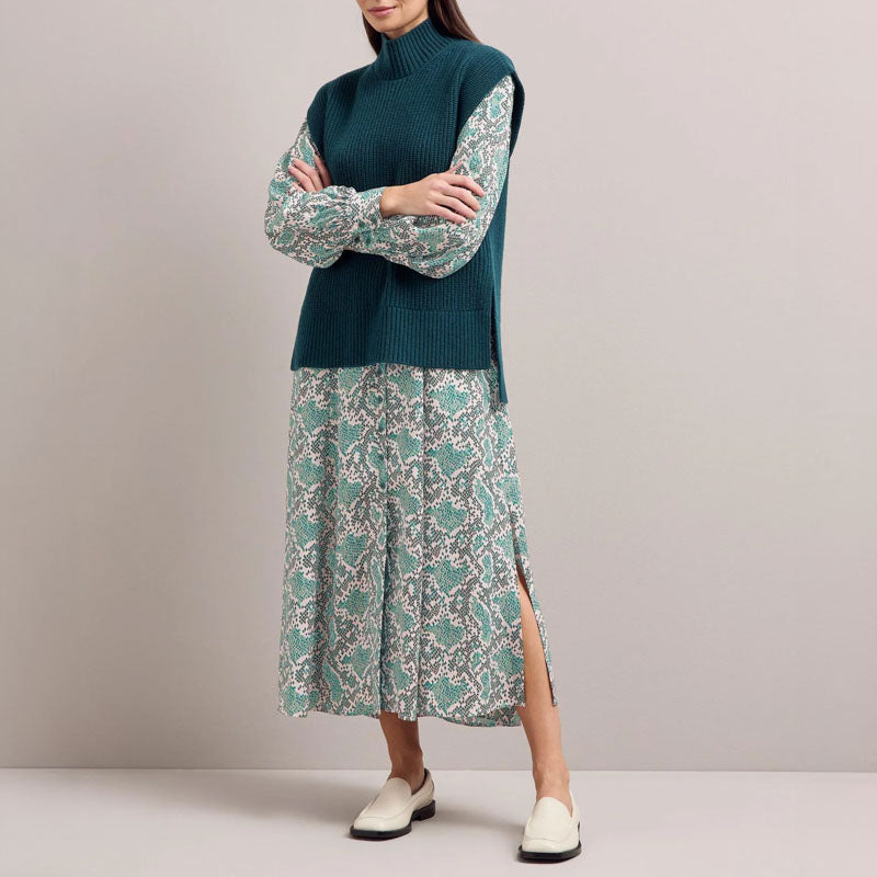 CEFINN Odette Snakeskin Print Shirt Dress in Green