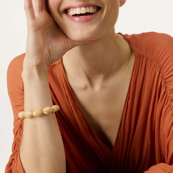 VANESSA BARONI Olive Flex Bracelet in Creme Brulee Marble