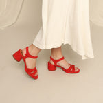 ESSKA Olivia Low Heel Sandals in Red