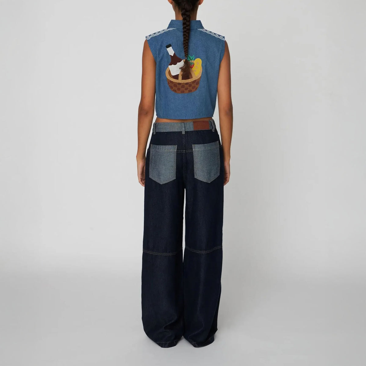 STELLA NOVA Out Of Office Embroidered Top in Summer Blue
