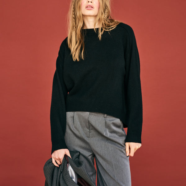 JUMPER 1234 Oversize Crew Neck Jumper in Black