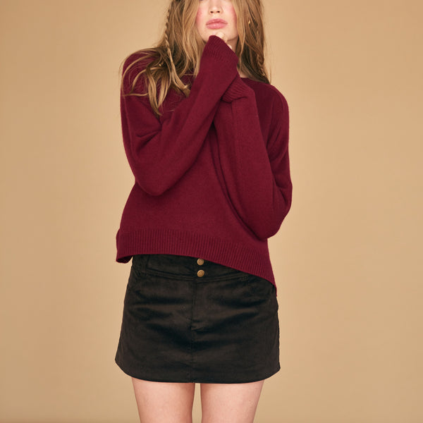 JUMPER 1234 Cashmere Oversize Crew Neck Jumper in Cherry Lacquer