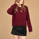 JUMPER 1234 Cashmere Oversize Crew Neck Jumper in Cherry Lacquer
