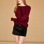 JUMPER 1234 Cashmere Oversize Crew Neck Jumper in Cherry Lacquer