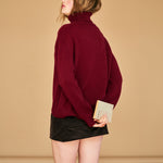 JUMPER 1234 Cashmere Oversize Roll Collar Jumper in Cherry Lacquer