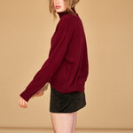 JUMPER 1234 Cashmere Oversize Roll Collar Jumper in Cherry Lacquer