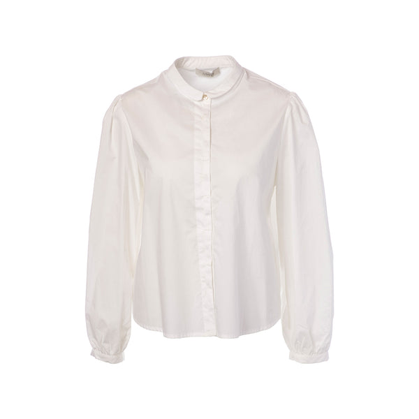 JCSOPHIE Ping Round Neck Cotton Blouse in Off White