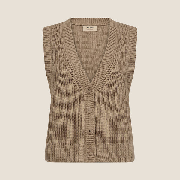 MOS MOSH MMKirby Knit Vest in Savannah Tan