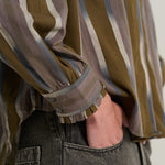 V DE VINSTER Pablo Embellished Stripe Shirt in Ikat Khaki