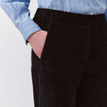 DIEGA Pantero Jumbo Cord Crop Trousers in Black