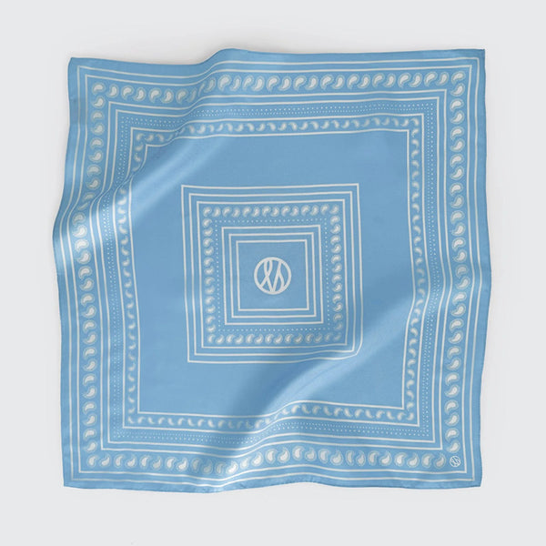 LE SCARF Paisley Scarf 50 x 50 in Cornflower/White