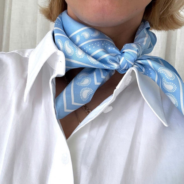 LE SCARF Paisley Scarf 50 x 50 in Cornflower/White