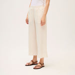ROSSO35 Garment Dyed Elasticated Trousers in Ivory