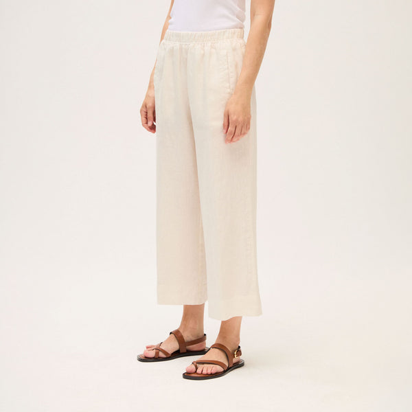ROSSO35 Garment Dyed Elasticated Trousers in Ivory