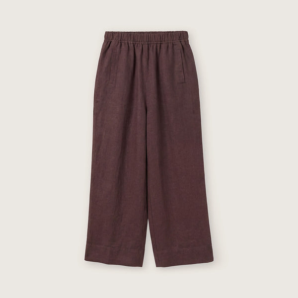ROSSO35 Garment Dyed Elasticated Trousers in Brown
