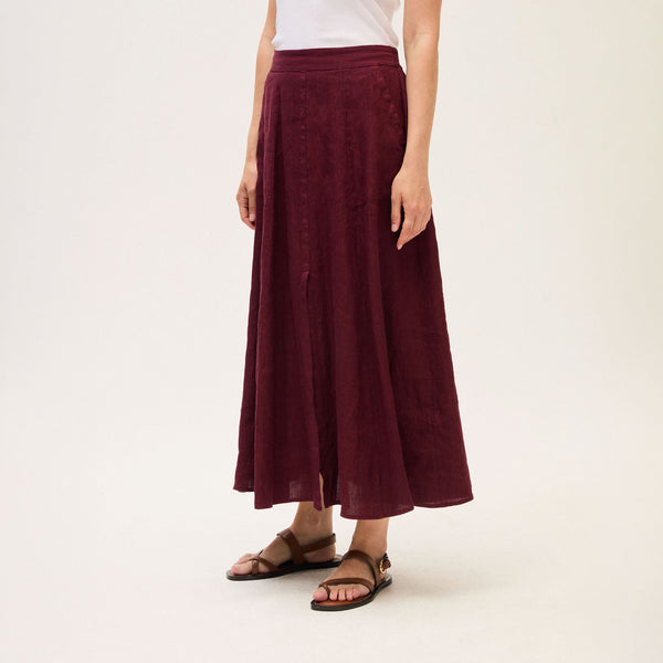ROSSO35 Garment Dyed Long Skirt in Brown