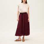 ROSSO35 Garment Dyed Long Skirt in Brown