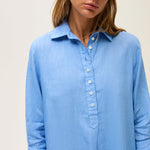 ROSSO35 Linen Midi Dress in Cornflower Blue