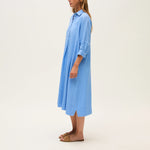 ROSSO35 Linen Midi Dress in Cornflower Blue