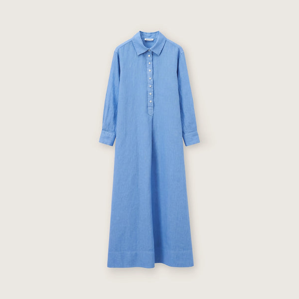 ROSSO35 Linen Midi Dress in Cornflower Blue