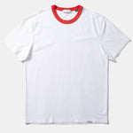 Peach Towelling Collar T Shirt in White