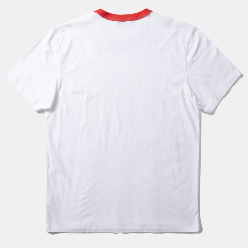 Peach Towelling Collar T Shirt in White