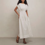 MONDO CORSINI Penelope Cotton Gathered Waist Dress in White