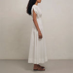 MONDO CORSINI Penelope Cotton Gathered Waist Dress in White