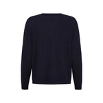 ANNE-MI Pine Button Merino Wool Top in Dark Navy