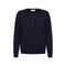 ANNE-MI Pine Button Merino Wool Top in Dark Navy