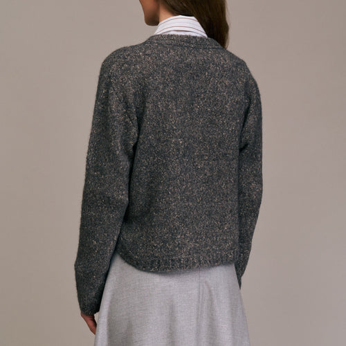 DIEGA Pivao Marl Crop Button Knit  in Grey