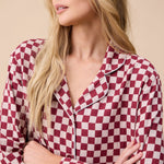 TBCO. Cotton Pyjamas in Burgundy Checkerboard
