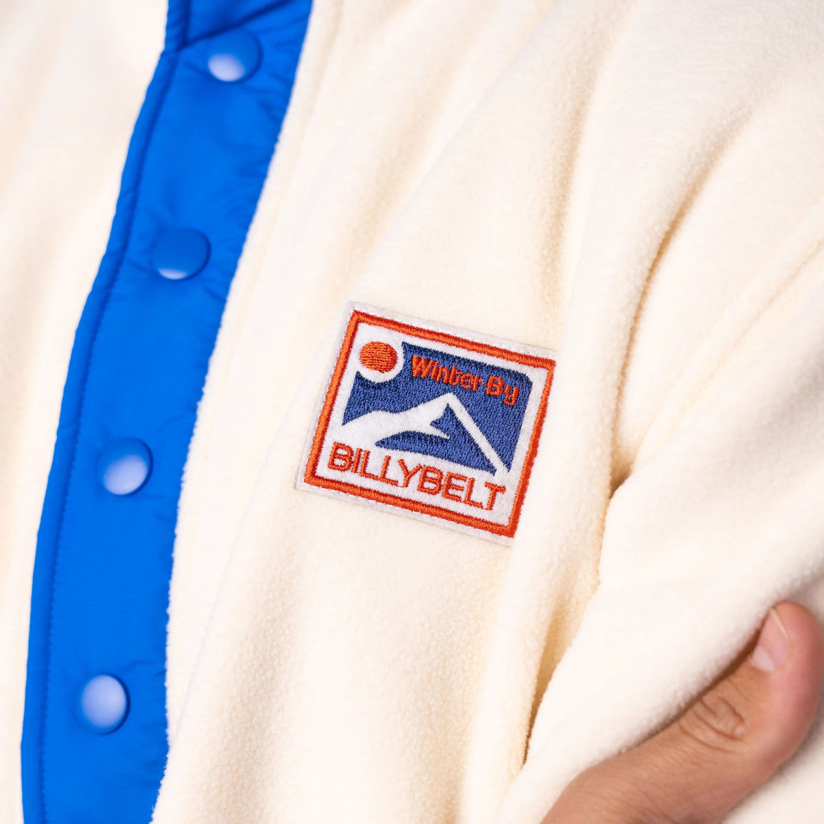 BILLYBELT Unisex Fleece Sweatshirt in White and Blue