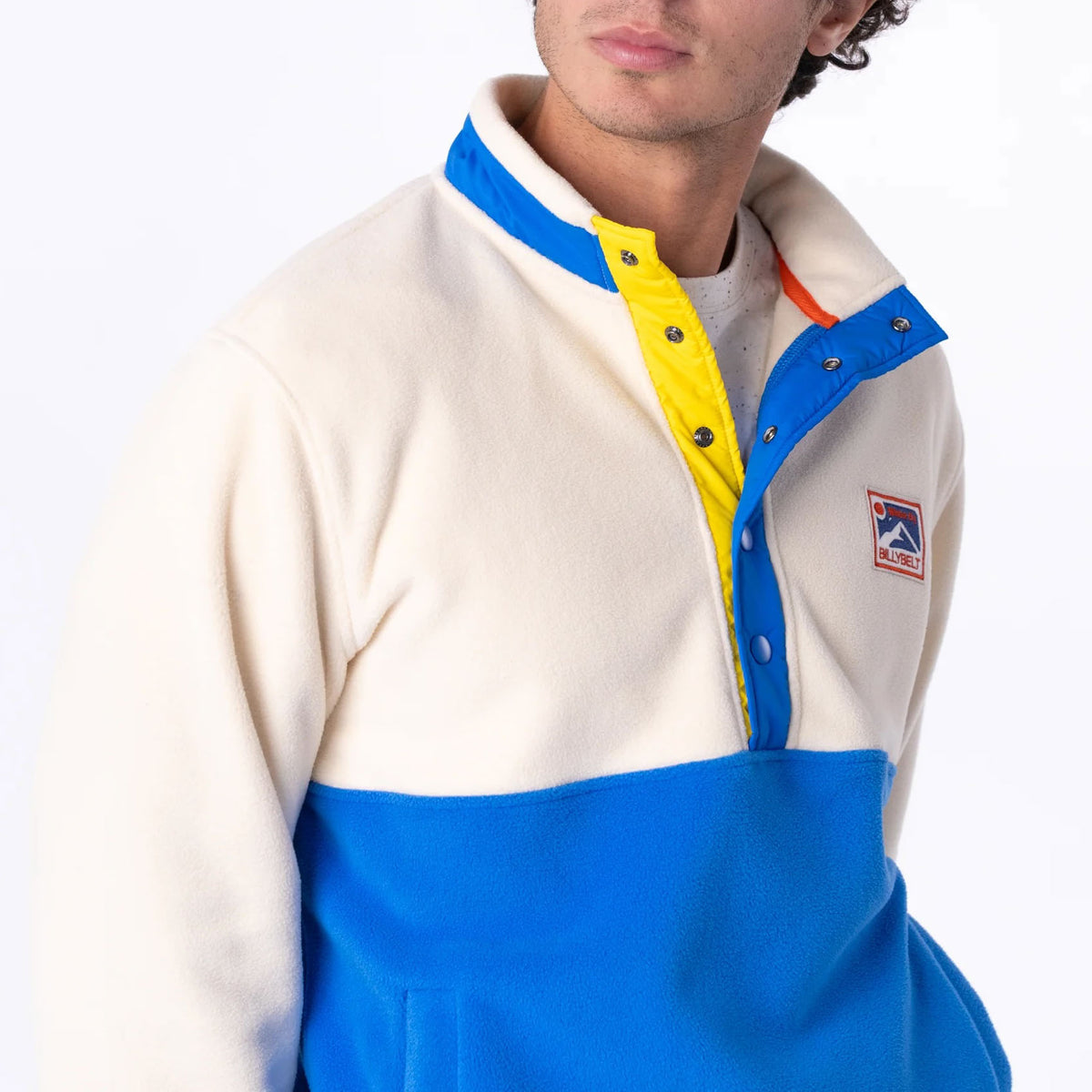 BILLYBELT Unisex Fleece Sweatshirt in White and Blue