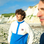 BILLYBELT Unisex Fleece Sweatshirt in White and Blue