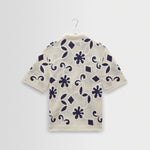 WAX LONDON Porto Short Sleeve Polo Shirt in Ecru/Blue