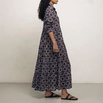 MONDO CORSINI Portofino Cotton Long Tiered Shirt Dress in Gardenia Blue