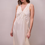 FAUNE Primrose Satin Slip Dress in Oyster