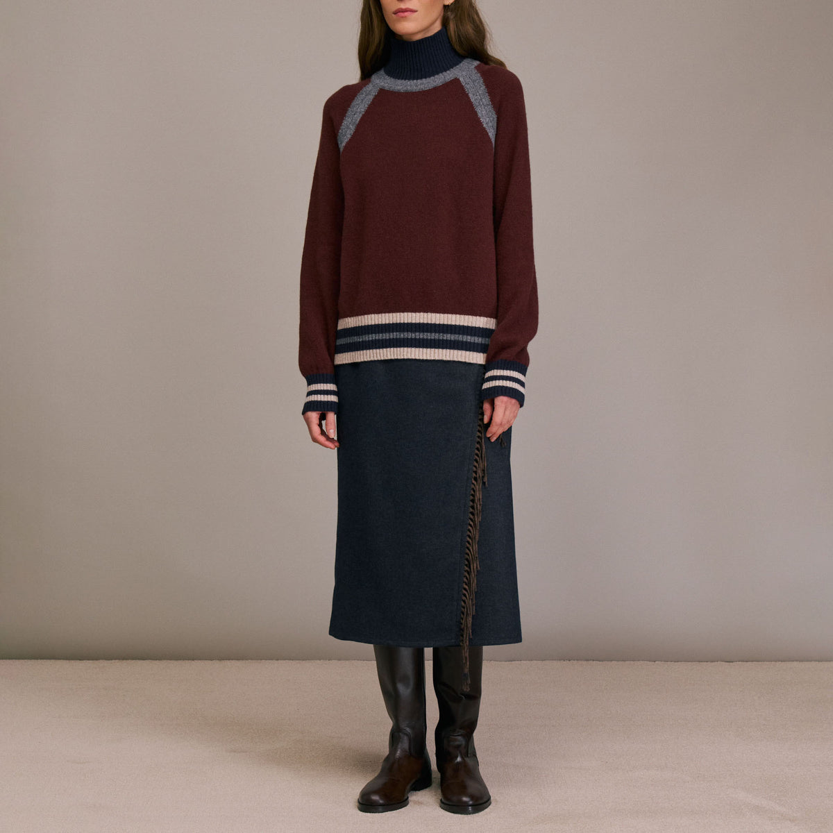 DIEGA Pulimo Extra Fine Merino Turtle Neck in Cognac
