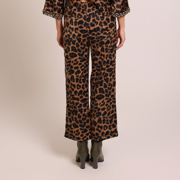 TRAFFIC PEOPLE Jilly Trousers in Black Leopard