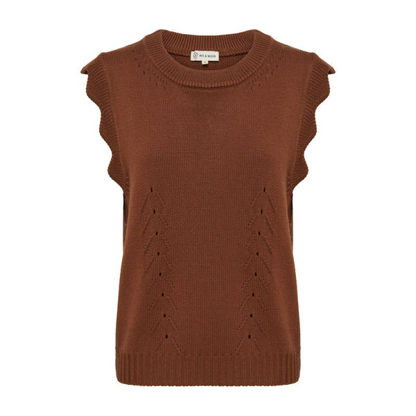 IRIS & WOOL Scallop Vest in Walnut