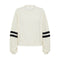 IRIS & WOOL Ruched Striped Rib Sweater in Cream