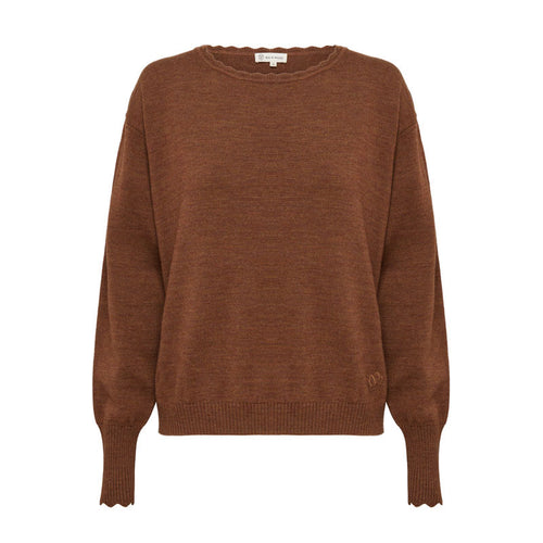 IRIS & WOOL Core Merino Logo Sweater in Walnut Melange
