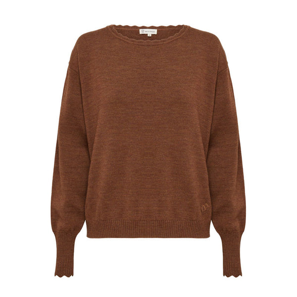 IRIS & WOOL Core Merino Logo Sweater in Walnut Melange