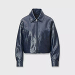 RAG & BONE Krista Faux Leather Jacket in Navy